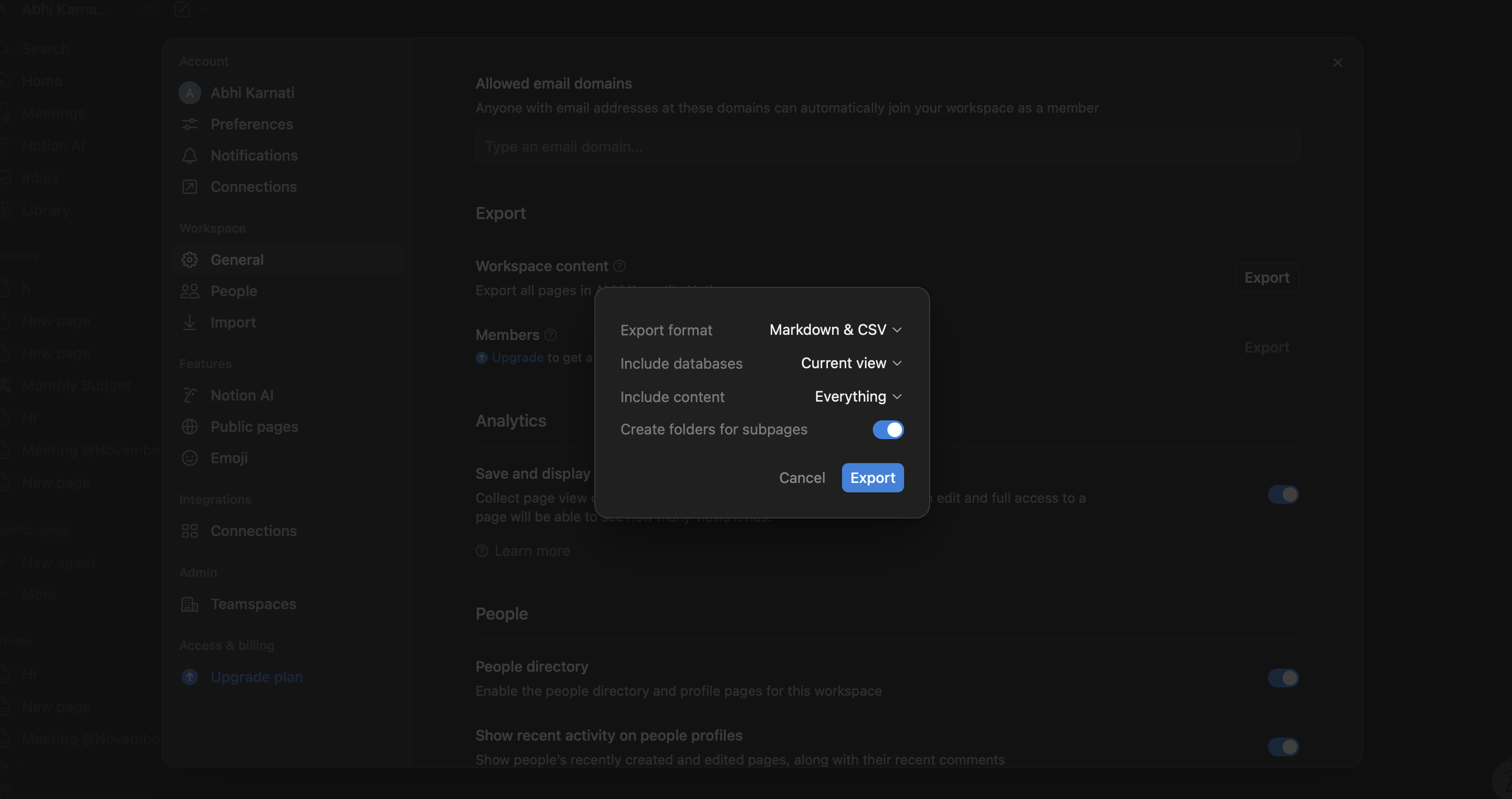 Notion export example